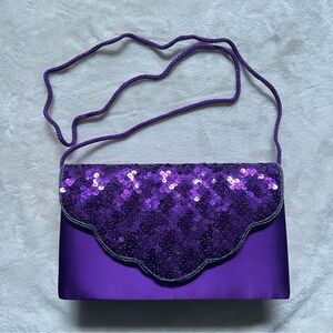 Vintage Purple Sequins Crossbody Purse Hand Bag Clutch by Stefani